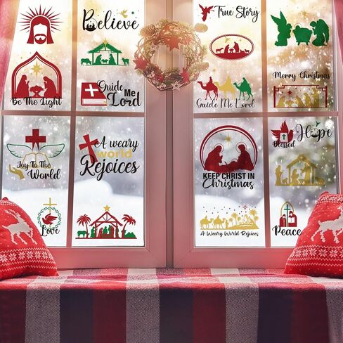 20 ورقة فرك ميلاد عيد الميلاد على النقل للحرف اليدوية والأثاث، مشهد ميلاد عيد الميلاد فرك ديني على ملصقات النقل، اقتباس تحفيزي فرك على الشارات للمنزل DIY Craft، 5.9 × 5.9 بوصة in Kuwait