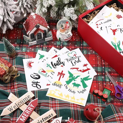 20 ورقة فرك ميلاد عيد الميلاد على النقل للحرف اليدوية والأثاث، مشهد ميلاد عيد الميلاد فرك ديني على ملصقات النقل، اقتباس تحفيزي فرك على الشارات للمنزل DIY Craft، 5.9 × 5.9 بوصة in Kuwait