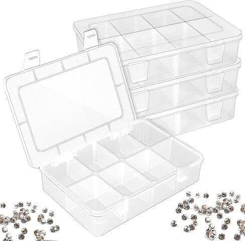 4 Pack Transparent Storage Box, 8 Grids Bead Organizers and Storage, Tackle Box Organizer, Plastic Organizer Box for Jewelry and Small Parts in Kuwait