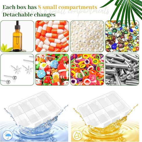 4 Pack Transparent Storage Box, 8 Grids Bead Organizers and Storage, Tackle Box Organizer, Plastic Organizer Box for Jewelry and Small Parts in Kuwait