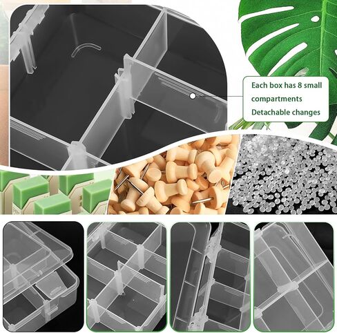 4 Pack Transparent Storage Box, 8 Grids Bead Organizers and Storage, Tackle Box Organizer, Plastic Organizer Box for Jewelry and Small Parts in Kuwait