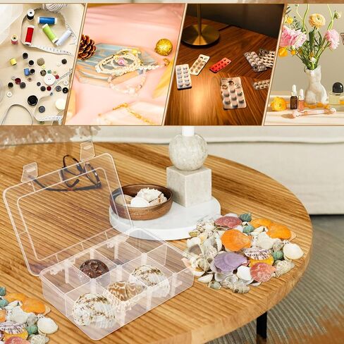 4 Pack Transparent Storage Box, 8 Grids Bead Organizers and Storage, Tackle Box Organizer, Plastic Organizer Box for Jewelry and Small Parts in Kuwait