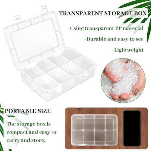 4 Pack Transparent Storage Box, 8 Grids Bead Organizers and Storage, Tackle Box Organizer, Plastic Organizer Box for Jewelry and Small Parts in Kuwait