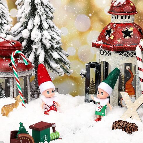 8 Pieces Christmas Elf Doll Elf Twins Tiny Christmas Dolls Twin Doll Christmas Miniature Accessories Cute for Christmas Xmas Decorations Advent Calendars and Stocking Stuffers, Red, Green in Saudi Arabia