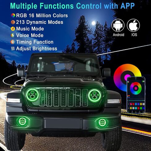 RGB Halo Headlights and Fog Lights Combo, APP Controlled Custom Colors, Music Mode, DOT Approved (RGB Headlights and RGB Fog Lights Combo) in Saudi Arabia