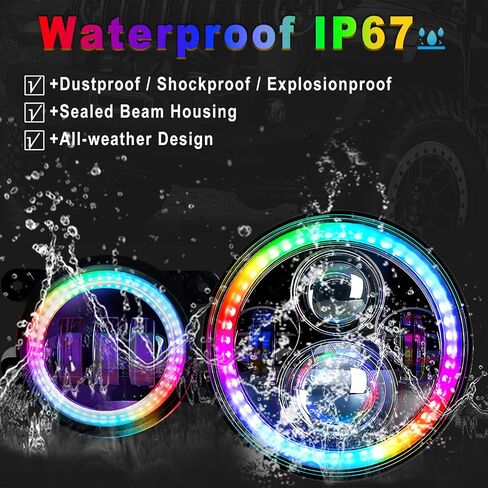 RGB Halo Headlights and Fog Lights Combo, APP Controlled Custom Colors, Music Mode, DOT Approved (RGB Headlights and RGB Fog Lights Combo) in Saudi Arabia