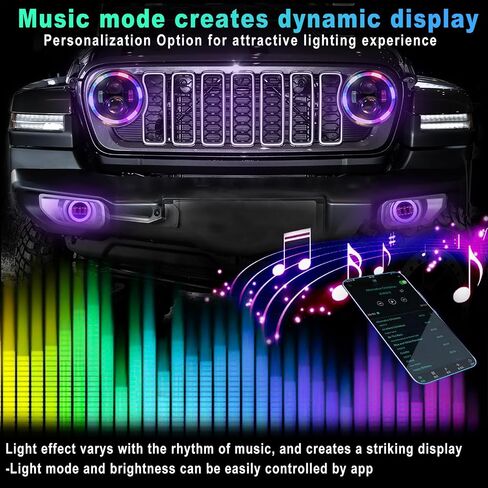 RGB Halo Headlights and Fog Lights Combo, APP Controlled Custom Colors, Music Mode, DOT Approved (RGB Headlights and RGB Fog Lights Combo) in Saudi Arabia