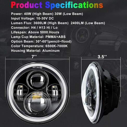 RGB Halo Headlights and Fog Lights Combo, APP Controlled Custom Colors, Music Mode, DOT Approved (RGB Headlights and RGB Fog Lights Combo) in Saudi Arabia