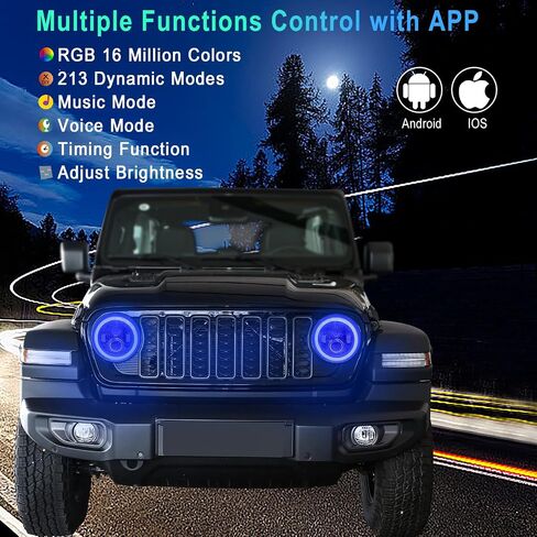 RGB Halo Headlights and Fog Lights Combo, APP Controlled Custom Colors, Music Mode, DOT Approved (RGB Headlights and RGB Fog Lights Combo) in Saudi Arabia