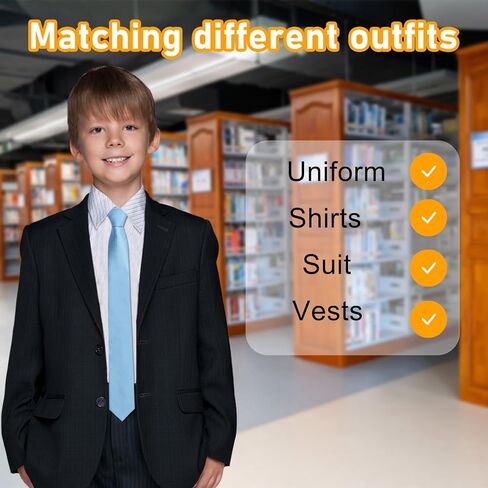 Boys Tie, Black/Red Ties for Boys Solid Color Kids Ties Boy's Self Necktie 10-16 Years in Kuwait