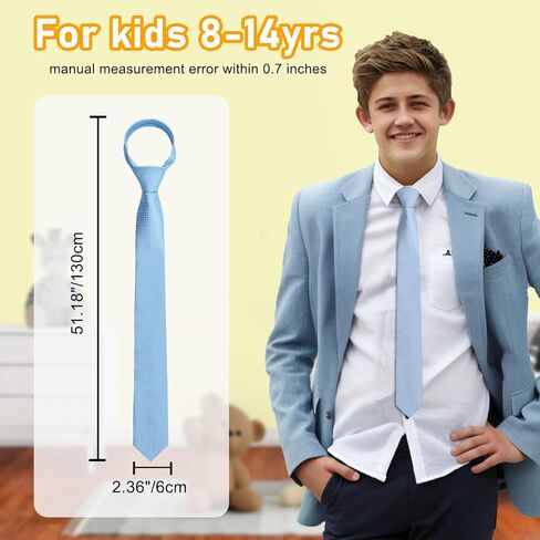 Boys Tie, Black/Red Ties for Boys Solid Color Kids Ties Boy's Self Necktie 10-16 Years in Kuwait