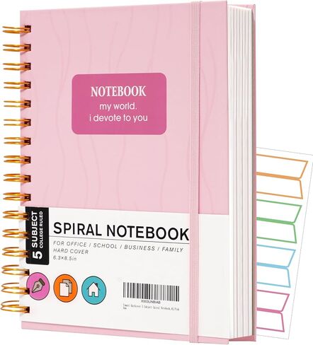 Yoment Pink Notebook Subject Spiral Notebook 6 x 8 College Ruled Bound Journal Notebooks for Work 100 GSM Thick Paper Notebooks for Note Taking School Office Supplies in Saudi Arabia