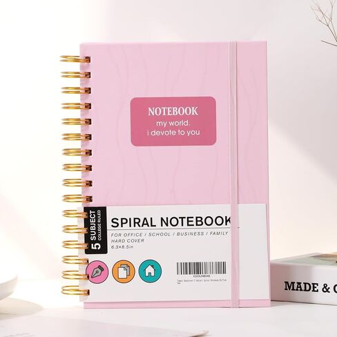 Yoment Pink Notebook Subject Spiral Notebook 6 x 8 College Ruled Bound Journal Notebooks for Work 100 GSM Thick Paper Notebooks for Note Taking School Office Supplies in Saudi Arabia