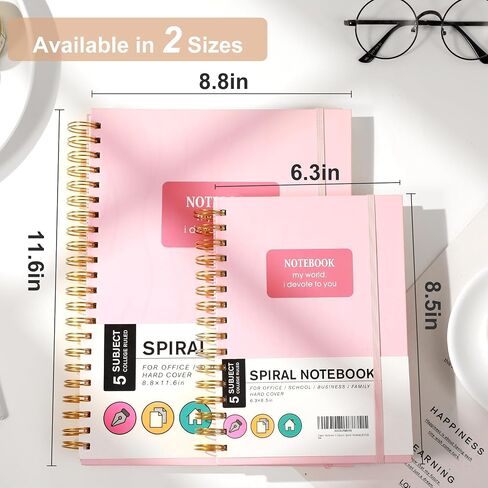 Yoment Pink Notebook Subject Spiral Notebook 6 x 8 College Ruled Bound Journal Notebooks for Work 100 GSM Thick Paper Notebooks for Note Taking School Office Supplies in Saudi Arabia