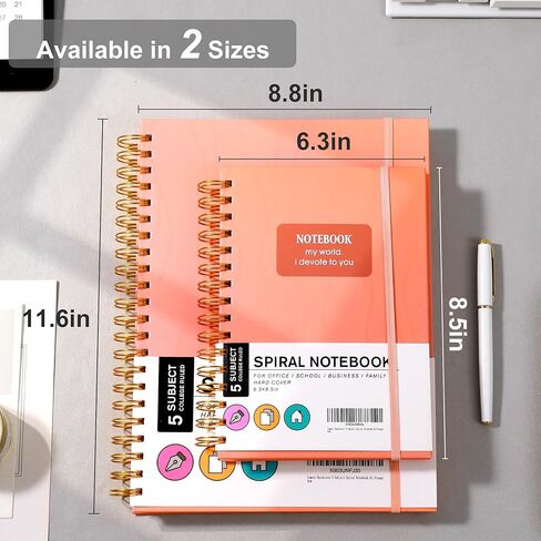 Yoment Pink Notebook Subject Spiral Notebook 6 x 8 College Ruled Bound Journal Notebooks for Work 100 GSM Thick Paper Notebooks for Note Taking School Office Supplies in Kuwait