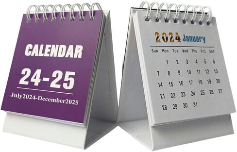 Mini Desk Calendar 2024-2025, 18 Months July 2024 to December 2025 Small Desktop Standing Flip Calendar, Dual Coils 4"x3" Tiny Monthly Planner for Office Home Classroom (Purple) in Saudi Arabia