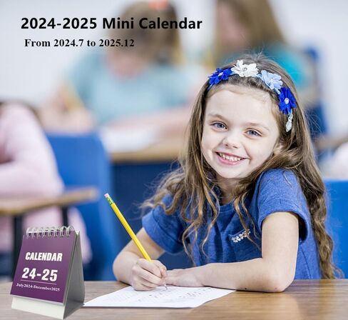 Mini Desk Calendar 2024-2025, 18 Months July 2024 to December 2025 Small Desktop Standing Flip Calendar, Dual Coils 4"x3" Tiny Monthly Planner for Office Home Classroom (Purple) in Saudi Arabia