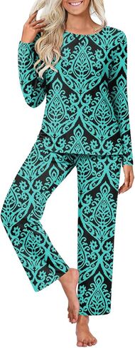 Findsweet 2024 Women's Pajamas Sets 2 Piece Long Sleeve Pj Sleepwear Soft Comfy Tops and Pants with Pockets in Saudi Arabia