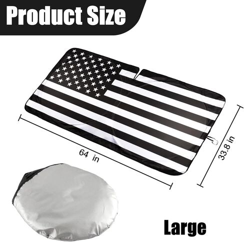 Amiss Car Windshield Shades for Front Window, American Flag Steering Wheel Sun Visor for Most Sedans/SUVs/Trucks Automotive Interior Sun Protection Heat Reduction Accessories - Large in Saudi Arabia