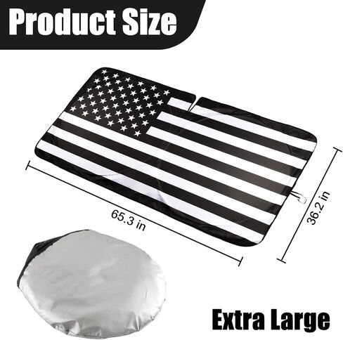 Amiss Car Windshield Shades for Front Window, American Flag Steering Wheel Sun Visor for Most Sedans/SUVs/Trucks Automotive Interior Sun Protection Heat Reduction Accessories - Large in Saudi Arabia