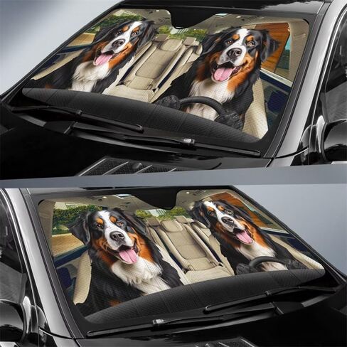Brindle Boxer Dog Car Sun Shade للزجاج الأمامي، مظلات للزجاج الأمامي للسيارات، قابلة للطي للحماية من الأشعة فوق البنفسجية عاكسة لواقي الشمس لتزيين السيارة، تحافظ على برودة سيارتك in Kuwait