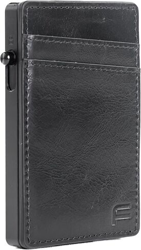 Faraday Wallet - RFID Blocking | Aluminum Credit Card Holder | Slim Minimalist Wallet | Locking Button Release | MagSafe Compatible | Money Clip | Genuine Leather (Faraday Companion Wallet) in Saudi Arabia