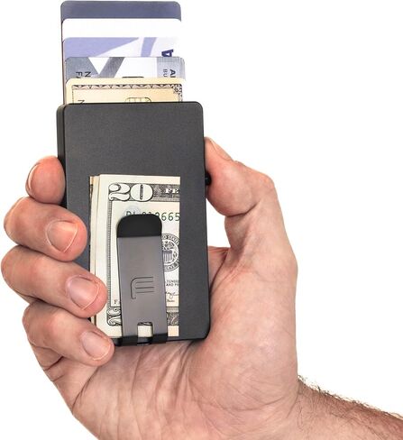 Faraday Wallet - RFID Blocking | Aluminum Credit Card Holder | Slim Minimalist Wallet | Locking Button Release | MagSafe Compatible | Money Clip | Genuine Leather (Faraday Companion Wallet) in Saudi Arabia