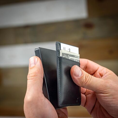 Faraday Wallet - RFID Blocking | Aluminum Credit Card Holder | Slim Minimalist Wallet | Locking Button Release | MagSafe Compatible | Money Clip | Genuine Leather (Faraday Companion Wallet) in Saudi Arabia