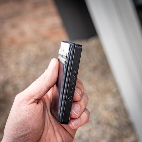 Faraday Wallet - RFID Blocking | Aluminum Credit Card Holder | Slim Minimalist Wallet | Locking Button Release | MagSafe Compatible | Money Clip | Genuine Leather (Faraday Companion Wallet) in Saudi Arabia