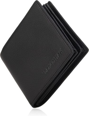 مونتانا ويست محفظة ضئيلة الحد الأدنى للرجال محافظ جلدية ثنائية الطي رجالي أسود RFID حجب محفظة جيب أمامي مع نافذة لبطاقة الهوية in Saudi Arabia
