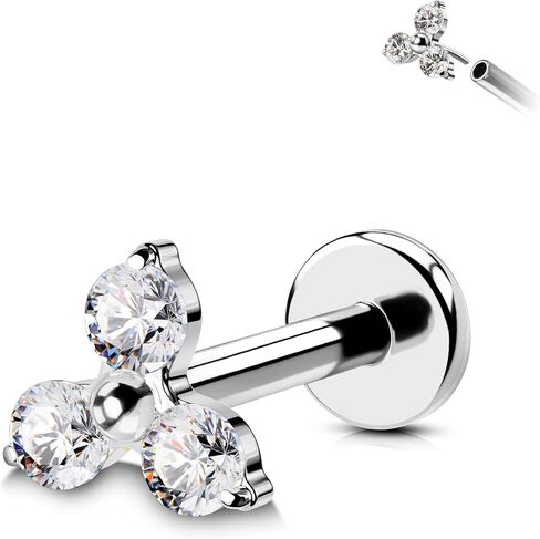 COCHARM G23 التيتانيوم الحلزون الغضروف ثقب المجوهرات 16 جرام الزنمة الغضروف القرط مسمار شقة الظهر مثلث زهرة دفع دبوس اللولب مجوهرات الجراحية الصلب 6 مللي متر/8 مللي متر 16 قياس الغضروف مسمار in Saudi Arabia