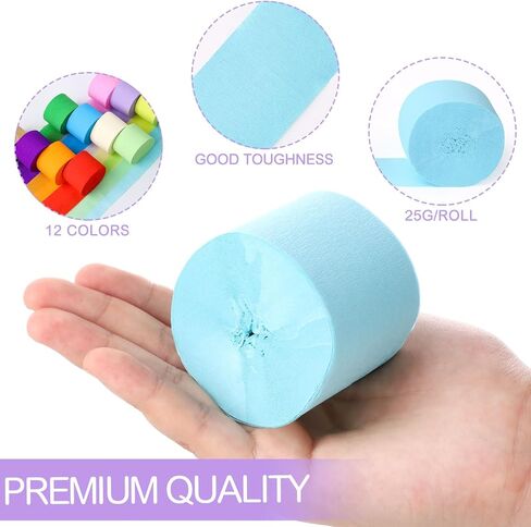 12 Rolls of Crepe Paper Streamers, Colorful Streamers Party Decorations, Crepe Paper Rolls for Birthday Party Supplies, Christmas, Halloween, Wedding, Graduation Celebration, Baby Shower, DIY Crafts in Saudi Arabia