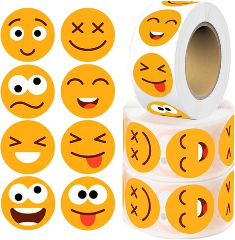 1500 Pcs Smiley Face Stickers 8 Designs Teachers Reward Stickers Encouraging Stickers Potty Training Stickers for Classroom Home (1" Each, 3 Rolls) in Kuwait