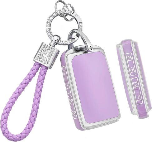 PIFOOG Key Fob Cover for Mazda Purple Car Keys Case Shell for Mazda CX5 CX30 CX9 CX50 3 6 CX90 MX5 Miata 4 Button Accessories Bling Keychain Protector أغطية كاملة جرلي النساء الفضة TPU in Kuwait