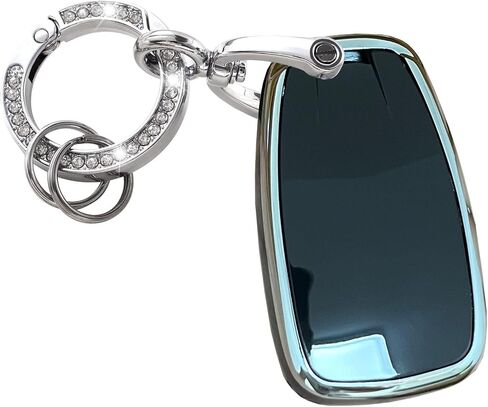 for Chevy Key Fob Cover with Keychain Fit for Chevy Volt EV EUV Bolt Spark Traverse Trailblazer LT Trax Sonic Equinox Smart Key Shell (Silver-Black) in Saudi Arabia