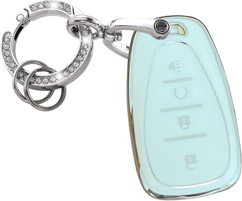 for Chevy Key Fob Cover with Keychain Fit for Chevy Volt EV EUV Bolt Spark Traverse Trailblazer LT Trax Sonic Equinox Smart Key Shell (Silver-Black) in Saudi Arabia