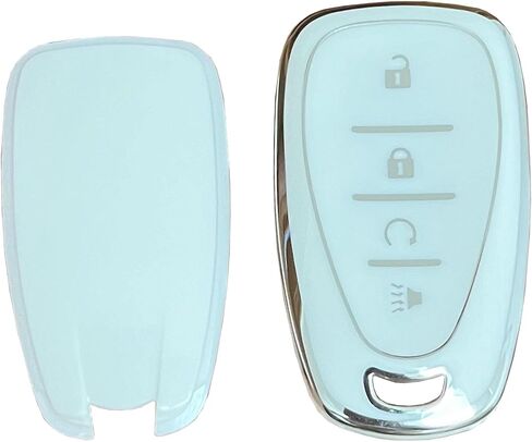 for Chevy Key Fob Cover with Keychain Fit for Chevy Volt EV EUV Bolt Spark Traverse Trailblazer LT Trax Sonic Equinox Smart Key Shell (Silver-Black) in Saudi Arabia