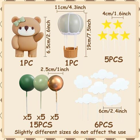 JeVenis Pink Bear Cake Decoration Bear Cake Topper Hot Air Balloons Cake Decoration Birthday Cake Decoration in Saudi Arabia