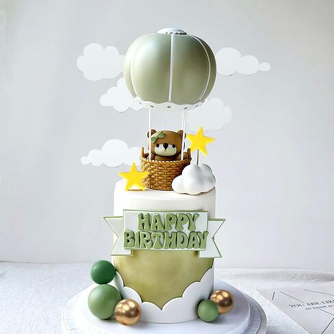 JeVenis Pink Bear Cake Decoration Bear Cake Topper Hot Air Balloons Cake Decoration Birthday Cake Decoration in Saudi Arabia