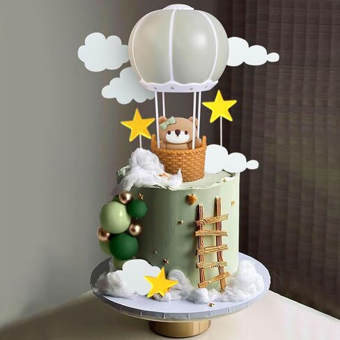 JeVenis Pink Bear Cake Decoration Bear Cake Topper Hot Air Balloons Cake Decoration Birthday Cake Decoration in Saudi Arabia