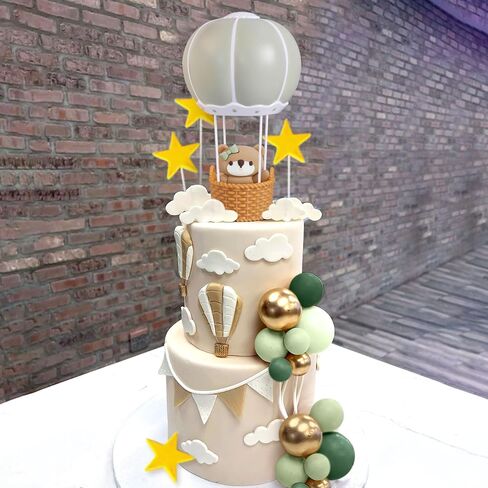 JeVenis Pink Bear Cake Decoration Bear Cake Topper Hot Air Balloons Cake Decoration Birthday Cake Decoration in Saudi Arabia