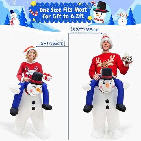 AerWo Inflatable Christmas Costume Adult, Funny Inflatable Snowman Costume with Built-in Blower for Men Women One Size Fits Most, Riding Blow Up Christmas Costume for Christmas Cosplay Inflatable Suit in Kuwait