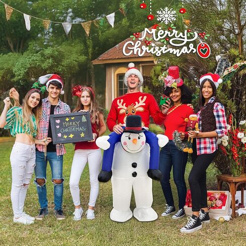 AerWo Inflatable Christmas Costume Adult, Funny Inflatable Snowman Costume with Built-in Blower for Men Women One Size Fits Most, Riding Blow Up Christmas Costume for Christmas Cosplay Inflatable Suit in Kuwait