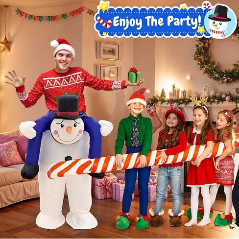 AerWo Inflatable Christmas Costume Adult, Funny Inflatable Snowman Costume with Built-in Blower for Men Women One Size Fits Most, Riding Blow Up Christmas Costume for Christmas Cosplay Inflatable Suit in Kuwait