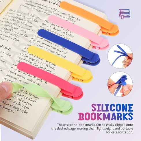 علامات مرجعية من السيليكون من Lurrose - 6 قطع من علامات الكتب التلقائية - ملحقات كتب لطيفة لعلامات الكتب لمحبي الكتب in Kuwait