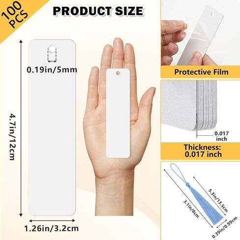 Sublimation Bookmarks Blank 30 Pcs Aluminum Metal Bookmark Bulk DIY Heat Transfer Bookmarks 4.72 X 1.26 Inch with Hole and Colorful Tassels for Crafts Personalized Blank Bookmarks to Decorate in Saudi Arabia