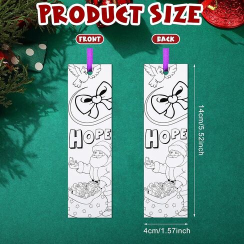 108 Pcs Color Your Own Bookmarks Christmas Bookmarks, DIY Coloring Blank Paper Bookmarks with Santa Snowman Reindeer Christmas Tree Design for Xmas Gifts Party Favors DIY Supplies in Saudi Arabia
