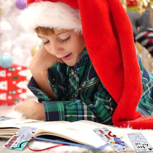 108 Pcs Color Your Own Bookmarks Christmas Bookmarks, DIY Coloring Blank Paper Bookmarks with Santa Snowman Reindeer Christmas Tree Design for Xmas Gifts Party Favors DIY Supplies in Saudi Arabia