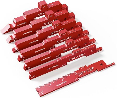 SUNLFPROD Router Table Setup Bars 7pcs Aluminum Precision Router Setup Blocks Woodworking & Setup Bars for Routers Tables Saw Accessory, Measuring Thickness, Depth Height Angle Drill Diameter Gauge in Saudi Arabia