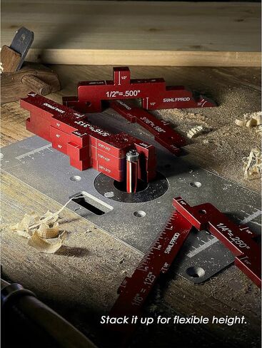 SUNLFPROD Router Table Setup Bars 7pcs Aluminum Precision Router Setup Blocks Woodworking & Setup Bars for Routers Tables Saw Accessory, Measuring Thickness, Depth Height Angle Drill Diameter Gauge in Saudi Arabia